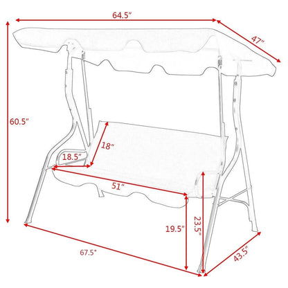 3 Seats Patio Canopy Swing, Brown Porch Swings   at Gallery Canada