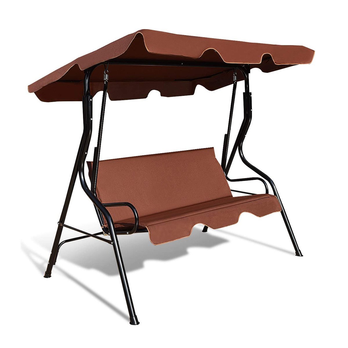 3 Seats Patio Canopy Swing, Brown - Gallery Canada