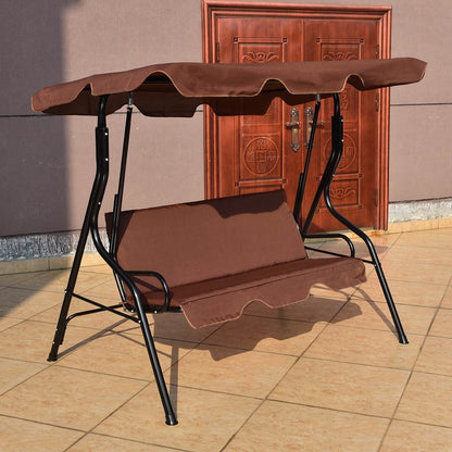 3 Seats Patio Canopy Swing, Brown - Gallery Canada