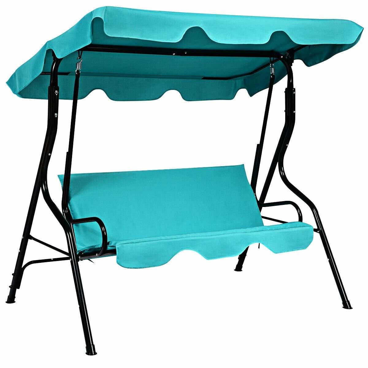 3 Seats Patio Canopy Cushioned Steel Frame Swing Glider Hammock, Blue Porch Swings   at Gallery Canada