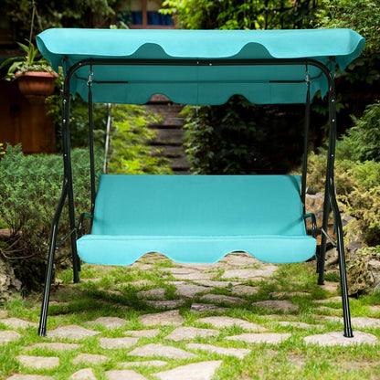 3 Seats Patio Canopy Cushioned Steel Frame Swing Glider Hammock, Blue Porch Swings   at Gallery Canada