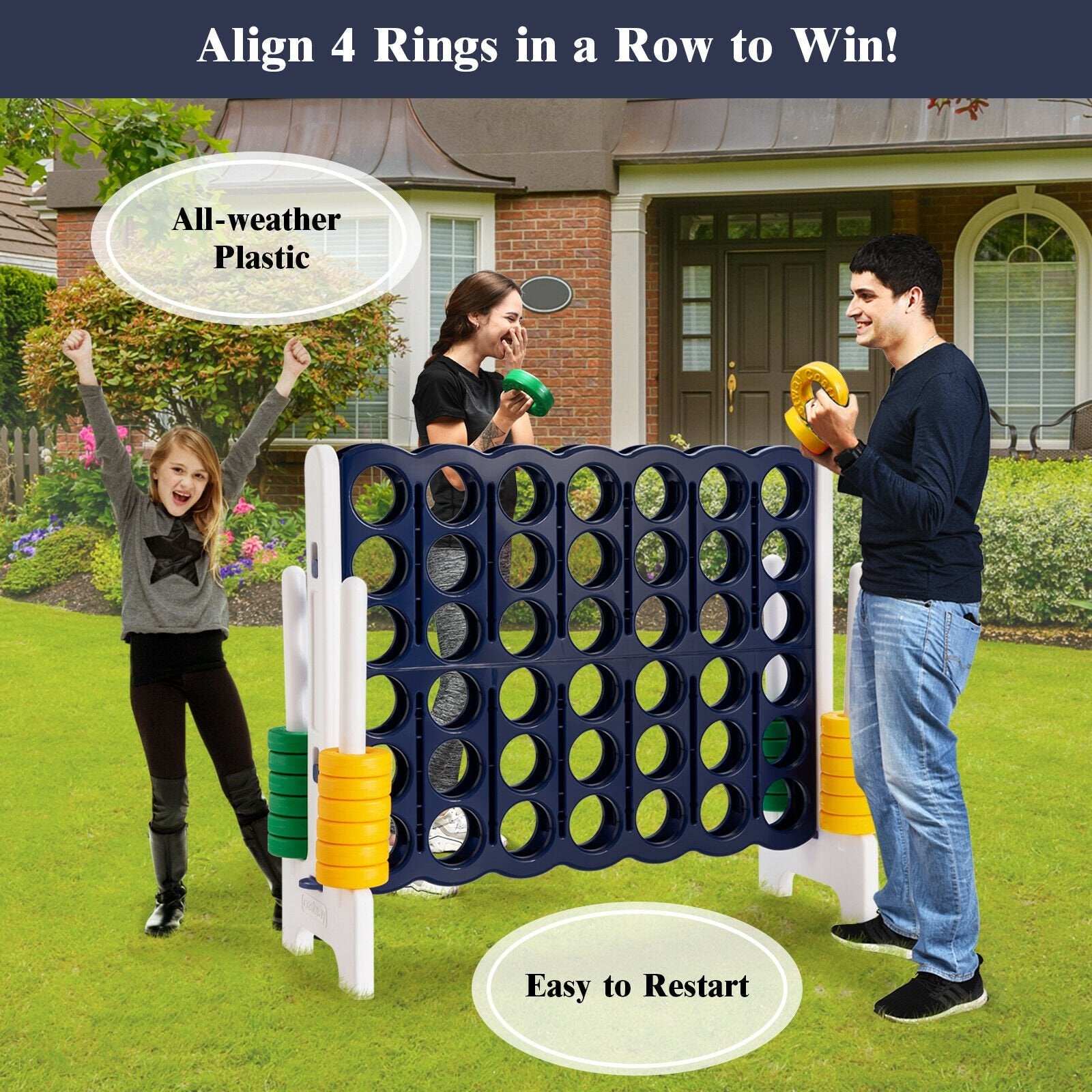 4-to-Score 4 in A Row Giant Game Set for Kids Adults Family Fun, Dark Blue Lawn Games   at Gallery Canada