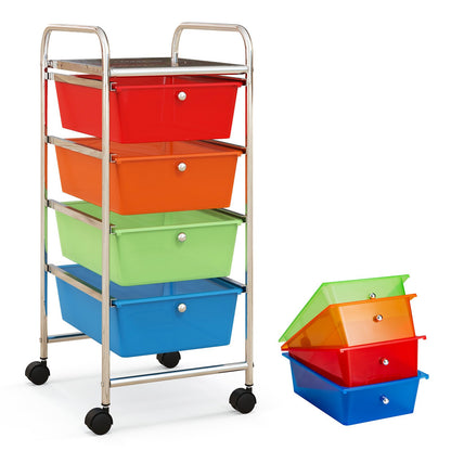 4-Drawer Cart Storage Bin Organizer Rolling with Plastic Drawers, Sheer Rainbow - Gallery Canada