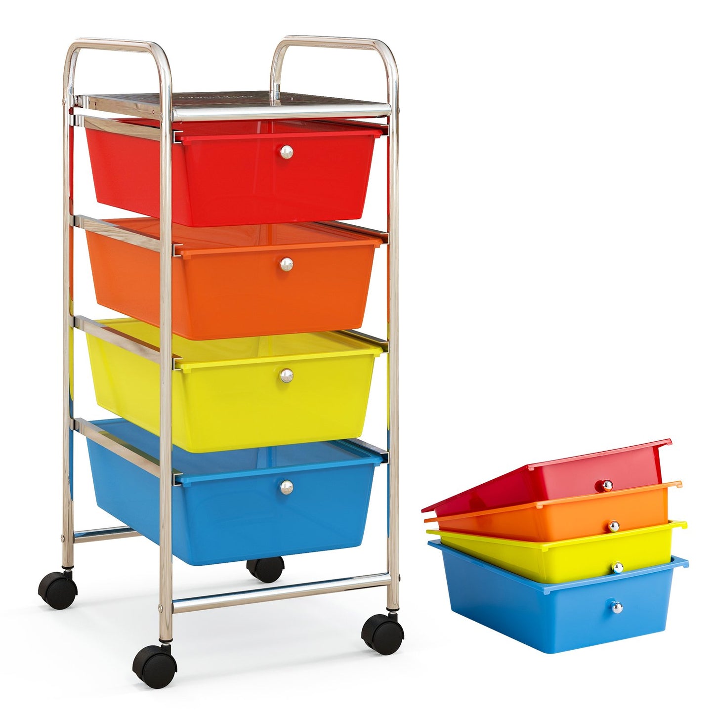 4-Drawer Cart Storage Bin Organizer Rolling with Plastic Drawers, Multicolor - Gallery Canada