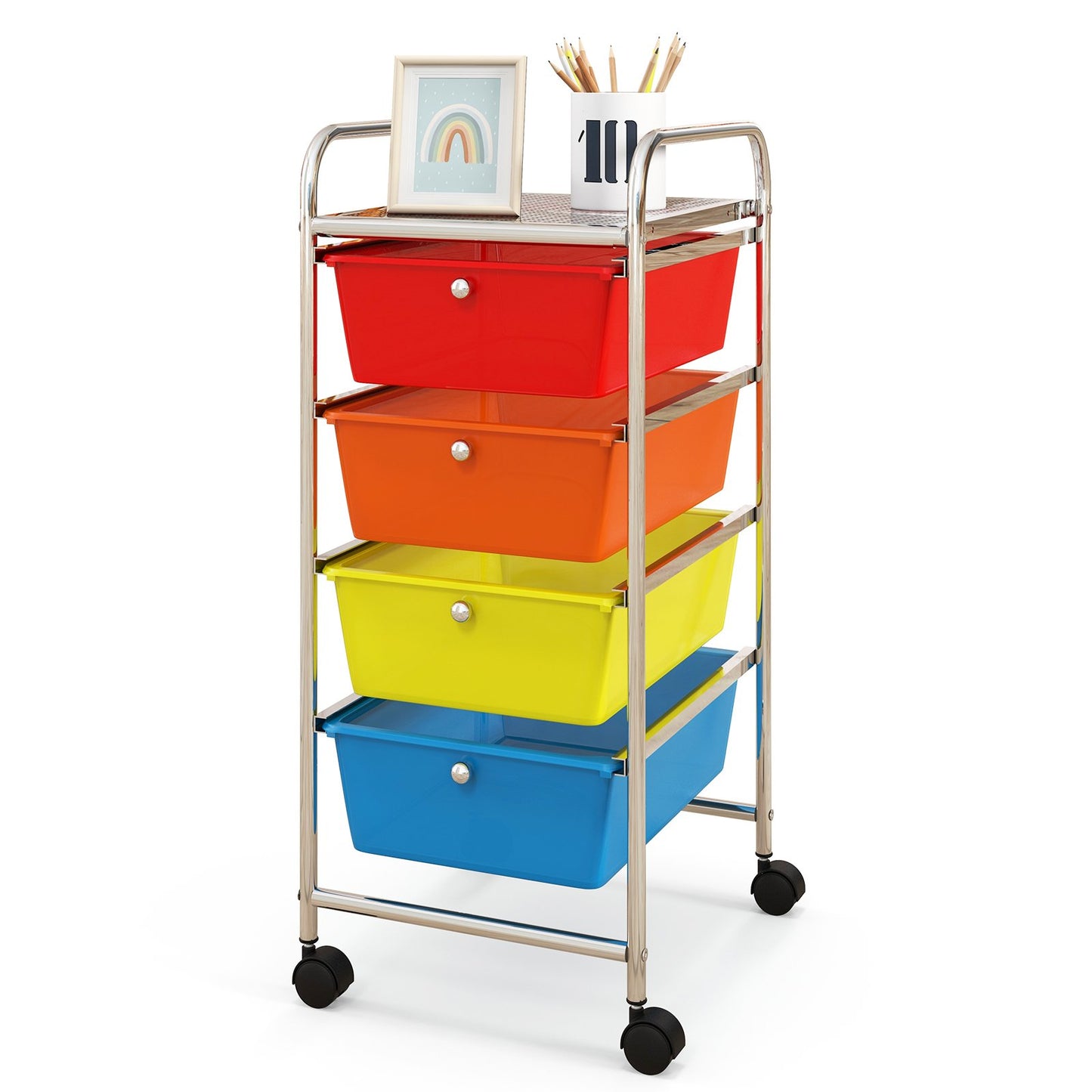 4-Drawer Cart Storage Bin Organizer Rolling with Plastic Drawers, Multicolor - Gallery Canada