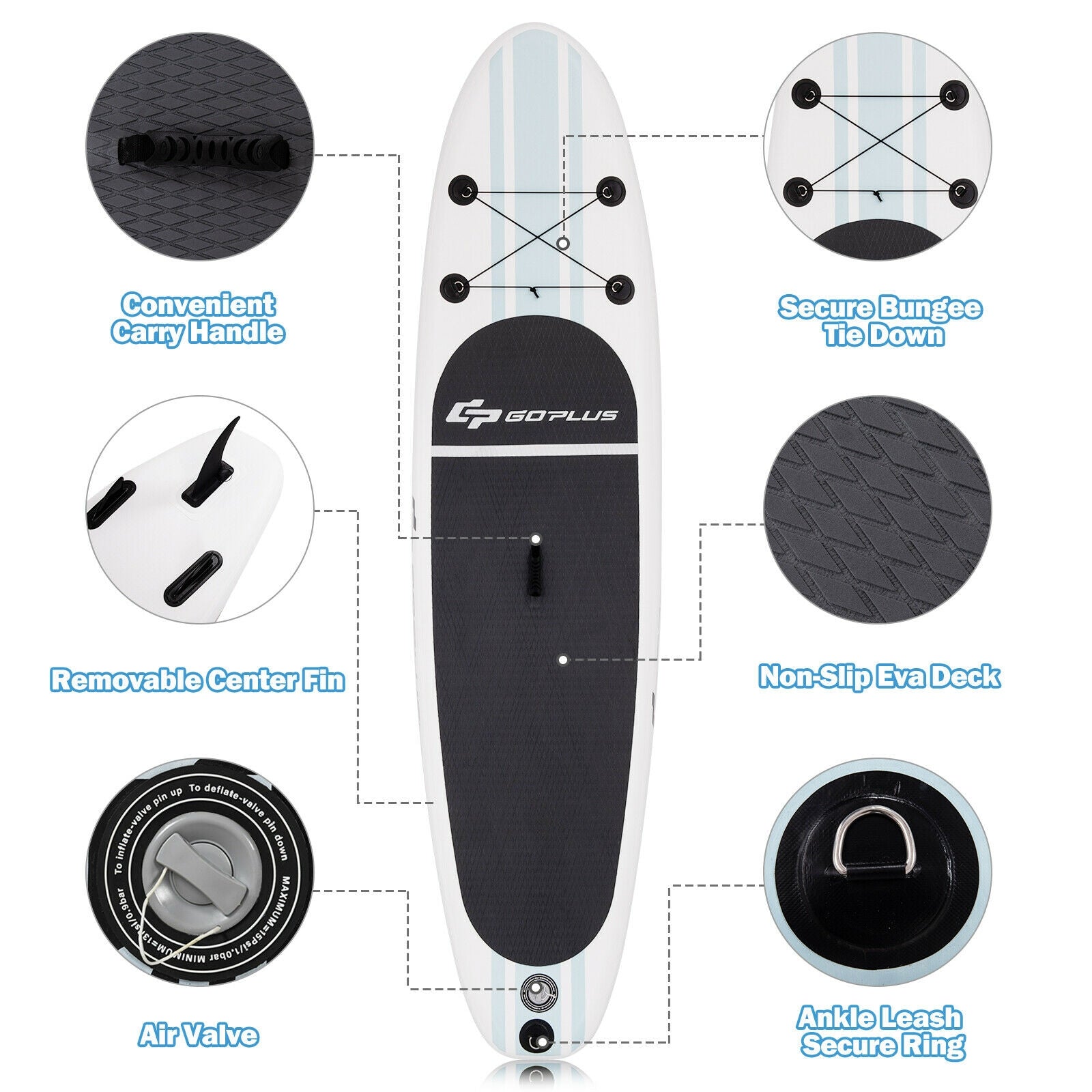 10 feet Inflatable Stand Up Paddle Board with Paddle Pump, White Inflatable Paddle Boards at Gallery Canada