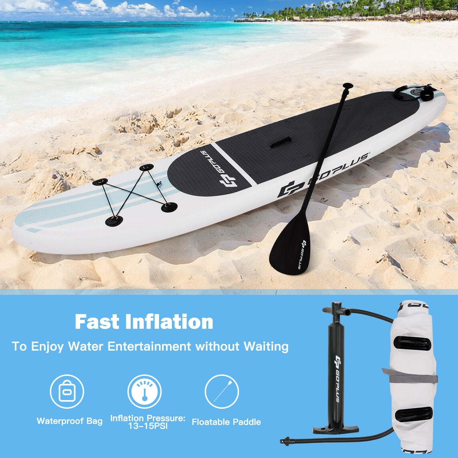 10 feet Inflatable Stand Up Paddle Board with Paddle Pump, White Inflatable Paddle Boards at Gallery Canada