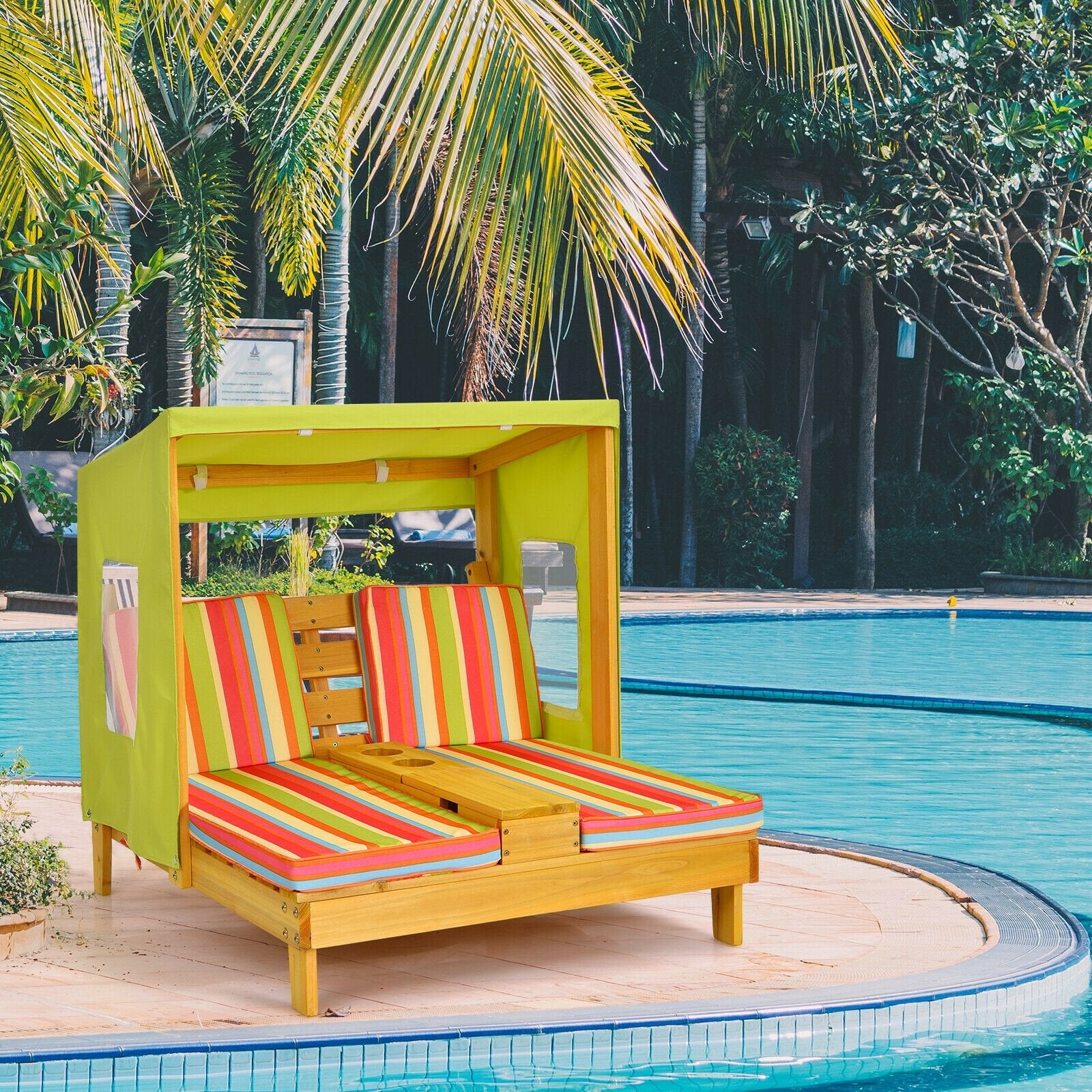 Kids Patio Lounge Chair with Cup Holders and Awning, Multicolor Kids Chairs & Seating   at Gallery Canada