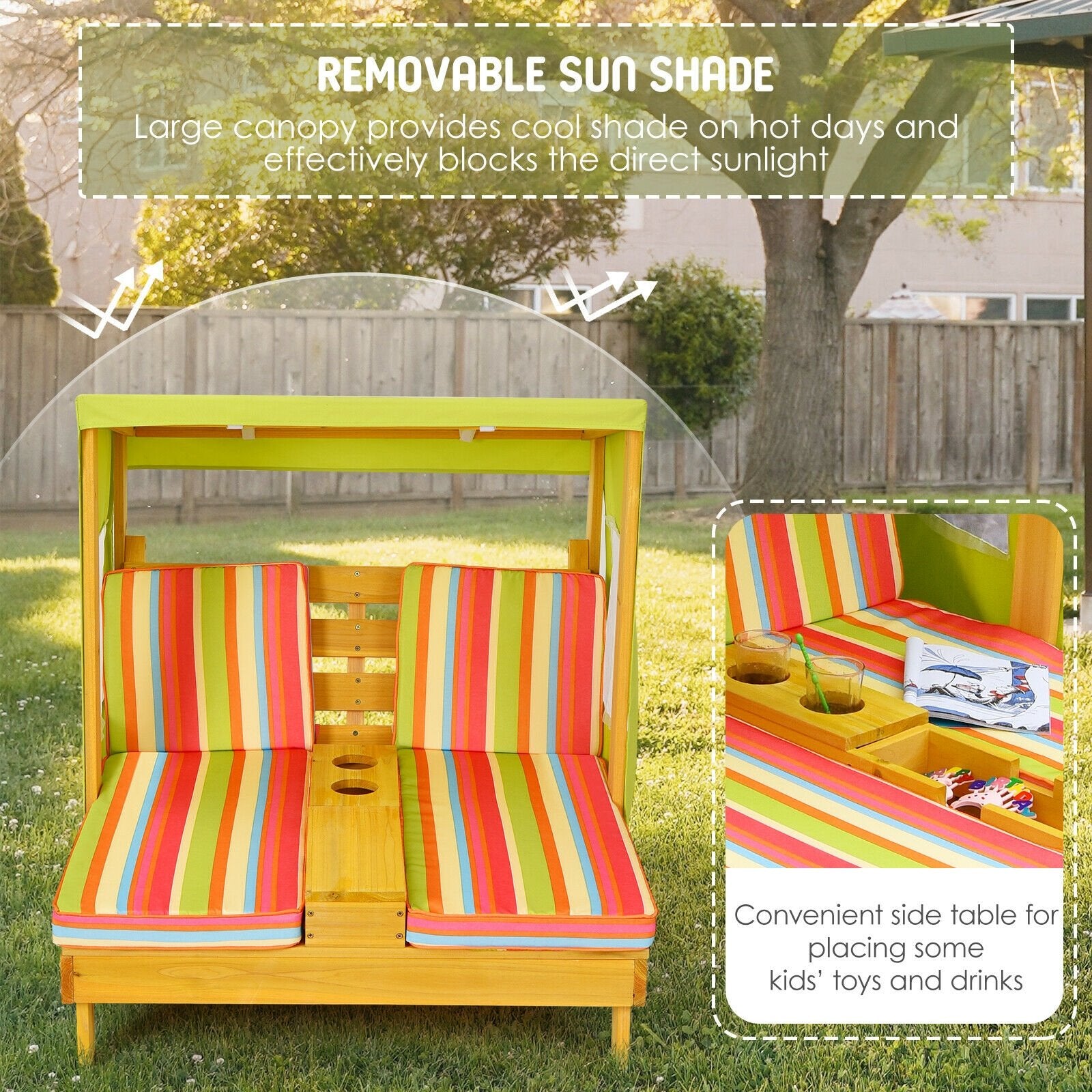 Kids Patio Lounge Chair with Cup Holders and Awning, Multicolor Kids Chairs & Seating   at Gallery Canada