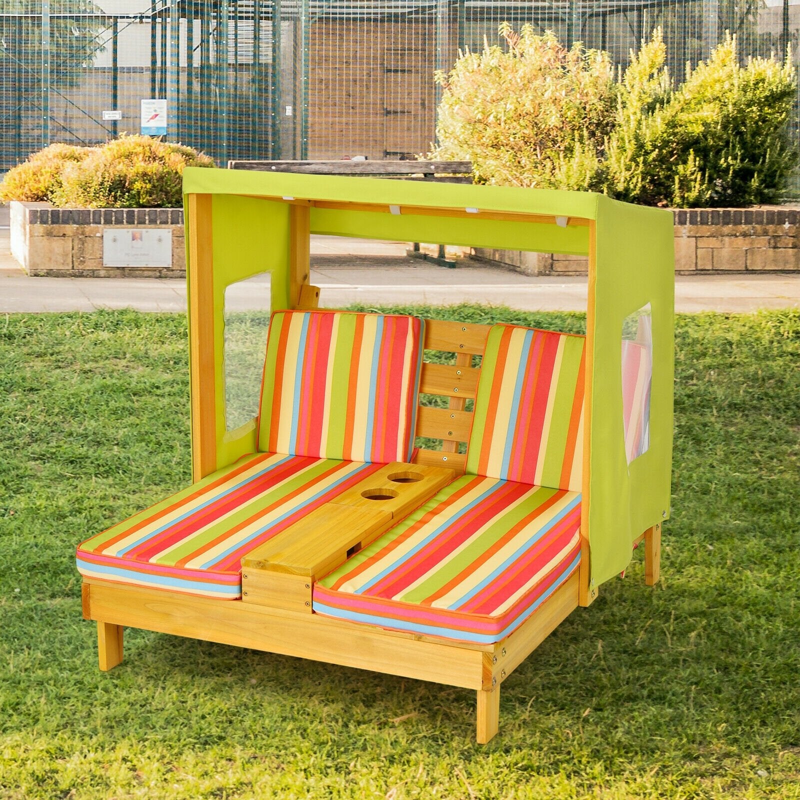 Kids Patio Lounge Chair with Cup Holders and Awning, Multicolor Kids Chairs & Seating   at Gallery Canada