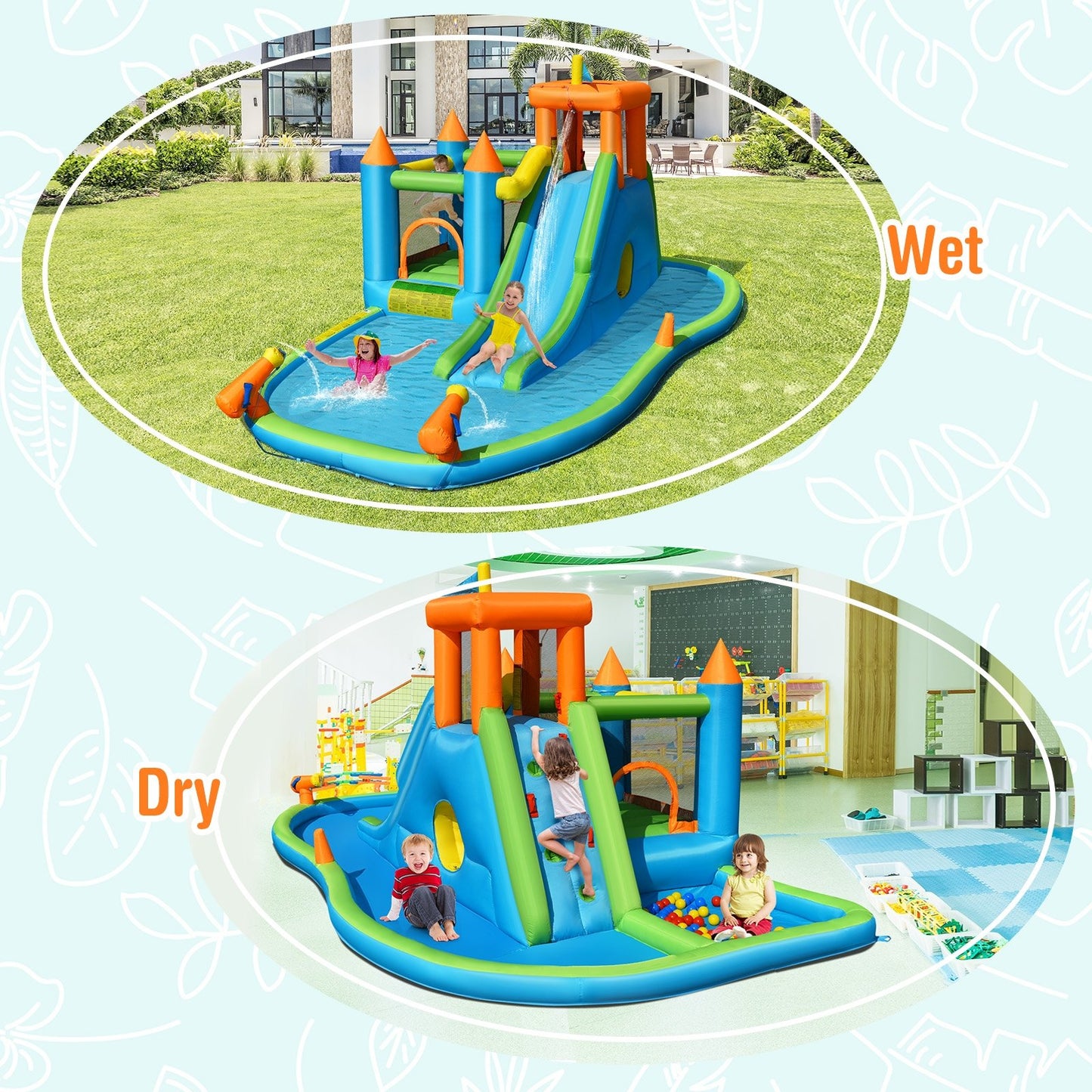 Inflatable Water Slide with Bounce House and Splash Pool without Blower for Kids Bounce House   at Gallery Canada