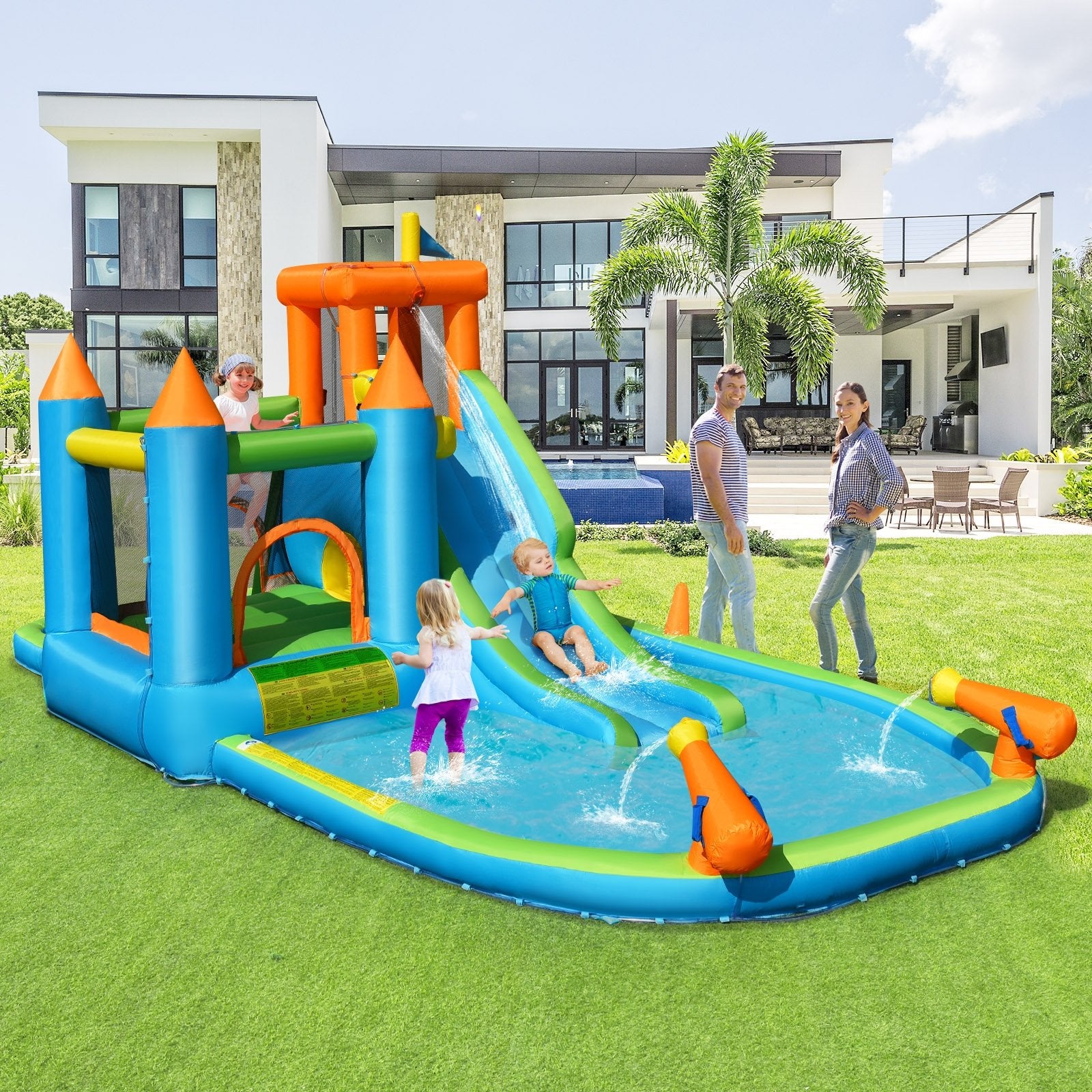 Inflatable Water Slide with Bounce House and Splash Pool without Blower for Kids Bounce House   at Gallery Canada