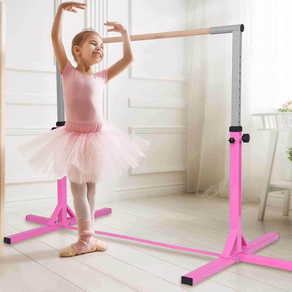 Adjustable Gymnastics Bar Horizontal Bar for Kids, Pink Toy Sports   at Gallery Canada