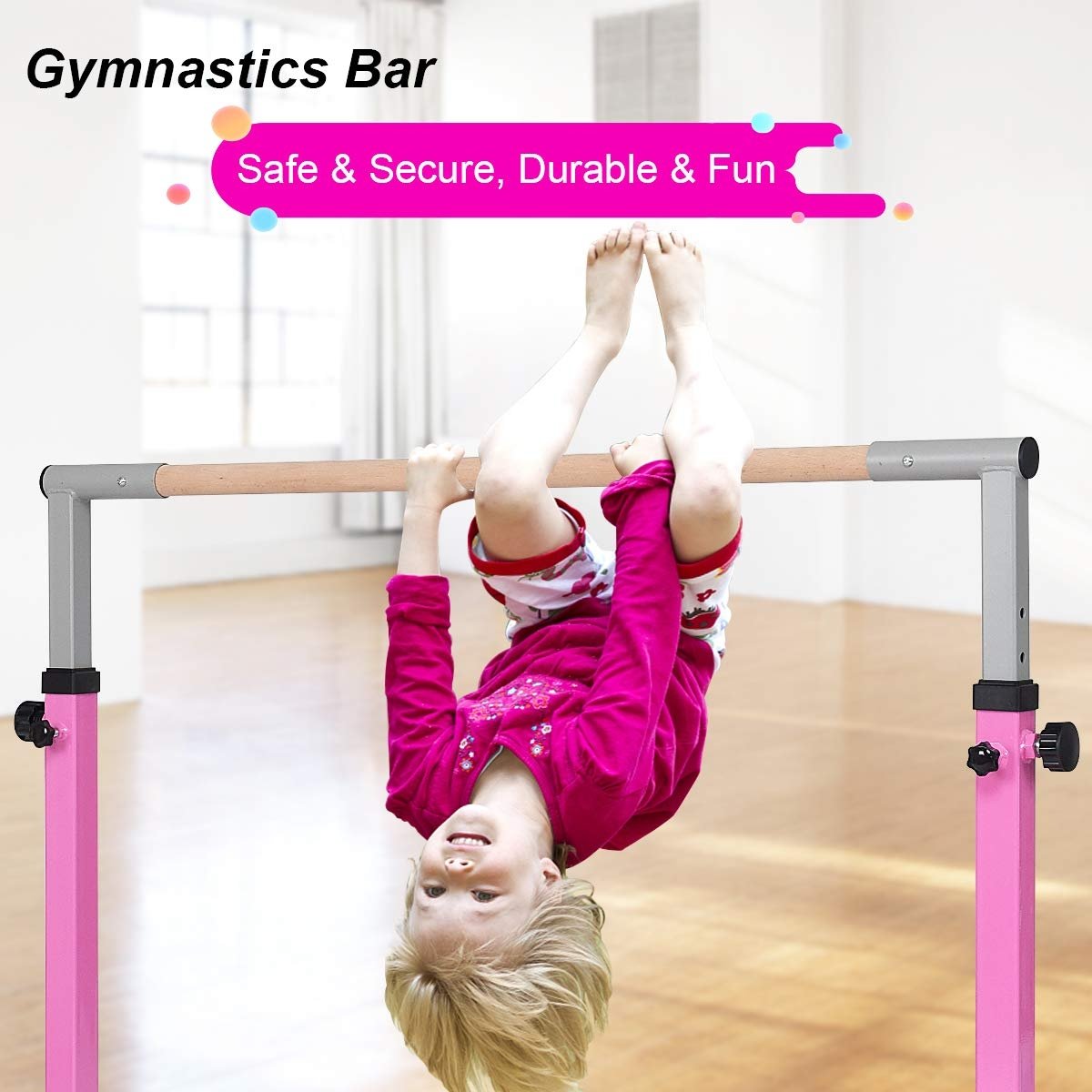 Adjustable Gymnastics Bar Horizontal Bar for Kids, Pink Toy Sports   at Gallery Canada