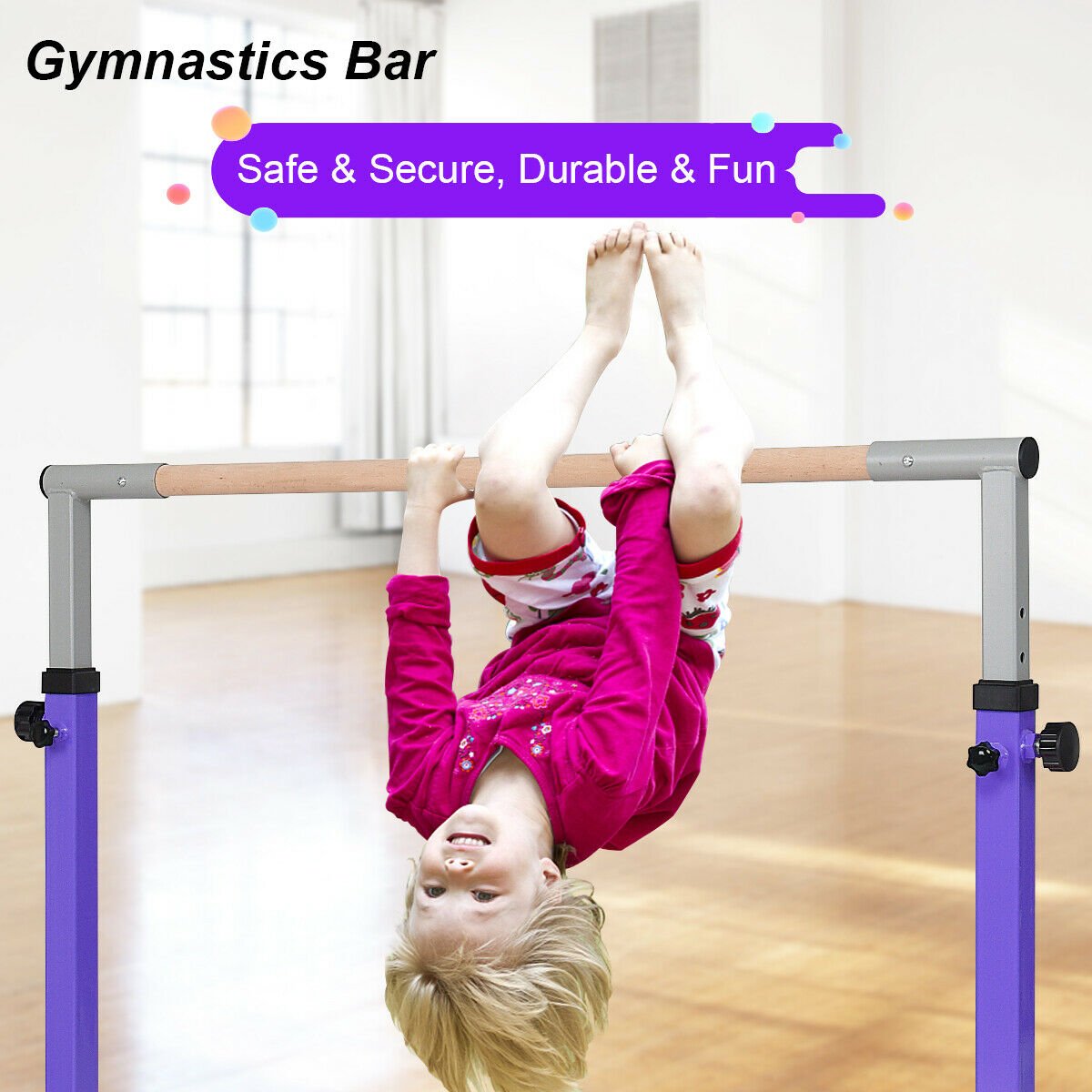 Adjustable Gymnastics Bar Horizontal Bar for Kids, Purple Toy Sports   at Gallery Canada