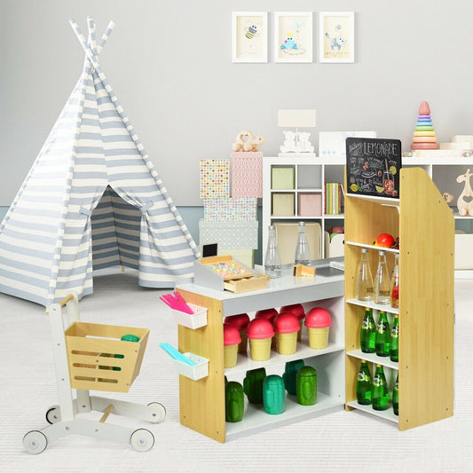 Grocery Store Playset Pretend Play Supermarket Shopping Set, Natural Pretend Toys   at Gallery Canada