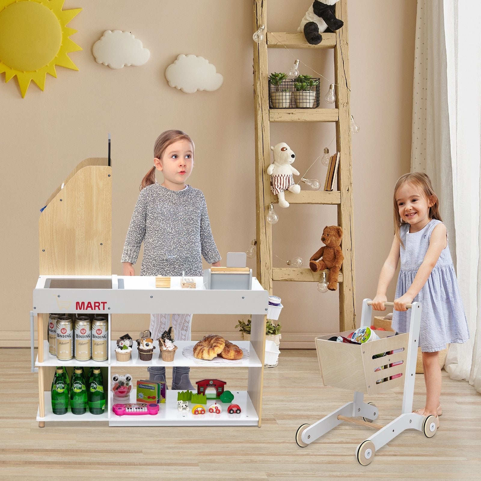 Grocery Store Playset Pretend Play Supermarket Shopping Set, Natural Pretend Toys   at Gallery Canada