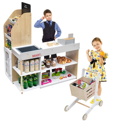 Grocery Store Playset Pretend Play Supermarket Shopping Set, Natural Pretend Toys   at Gallery Canada