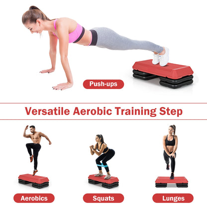 29 Inch Adjustable Workout Fitness Aerobic Stepper Exercise Platform, Red Sport Equipments   at Gallery Canada