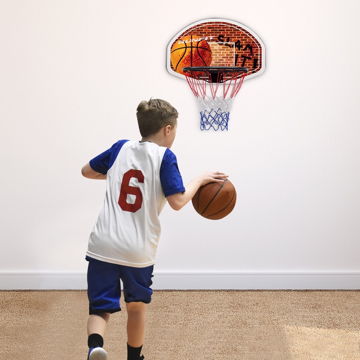 Wall Mounted Fan Backboard with Basketball Hoop and 2 Nets, Multicolor Sport Equipments   at Gallery Canada