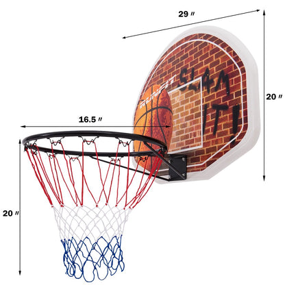 Wall Mounted Fan Backboard with Basketball Hoop and 2 Nets, Multicolor - Gallery Canada