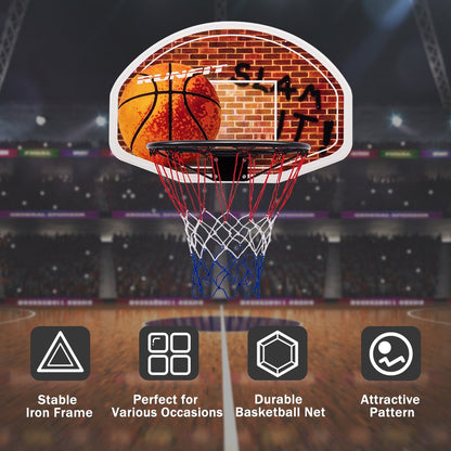 Wall Mounted Fan Backboard with Basketball Hoop and 2 Nets, Multicolor - Gallery Canada