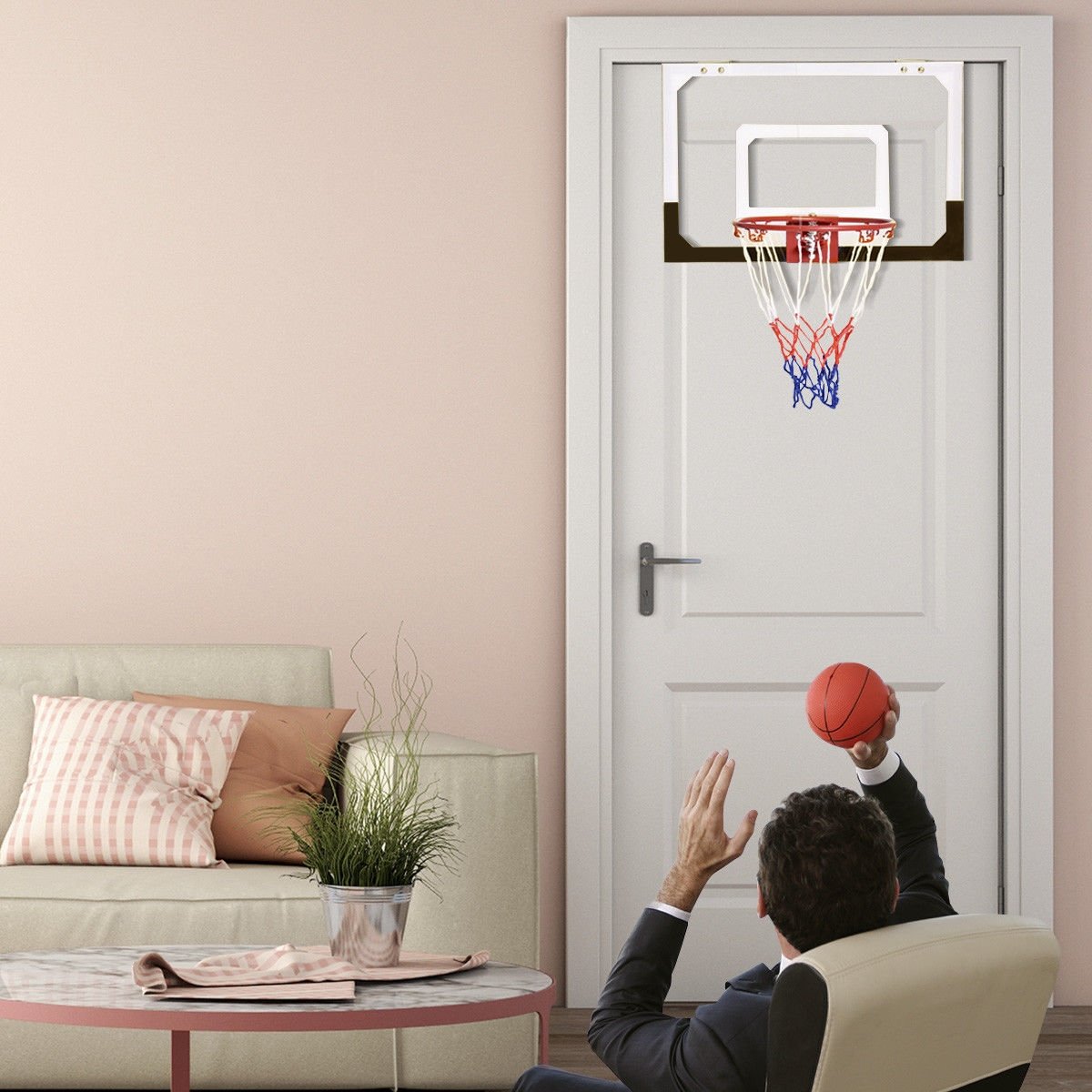 Over-The-Door Mini Basketball Hoop Includes Basketball and 2 Nets, Multicolor Sport Equipments   at Gallery Canada