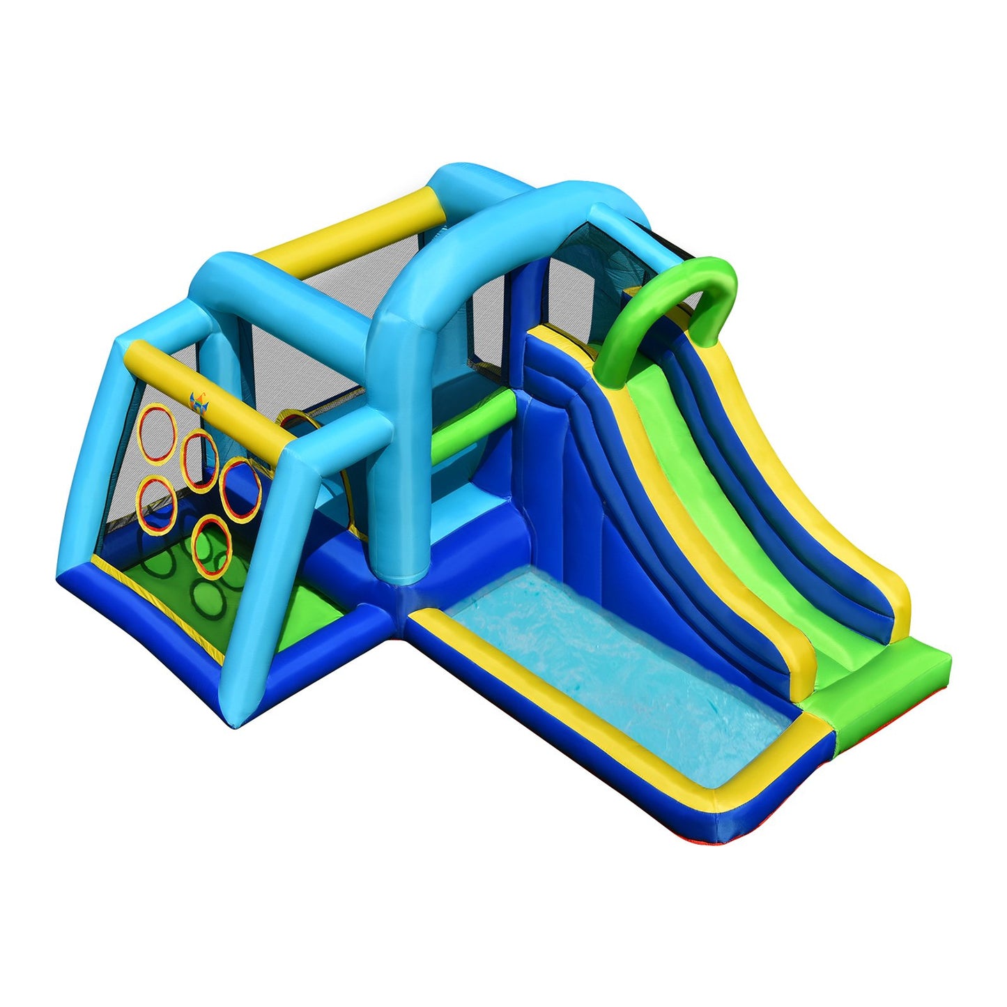 5-in-1 Kids Inflatable Climbing Bounce House without Blower, Blue - Gallery Canada