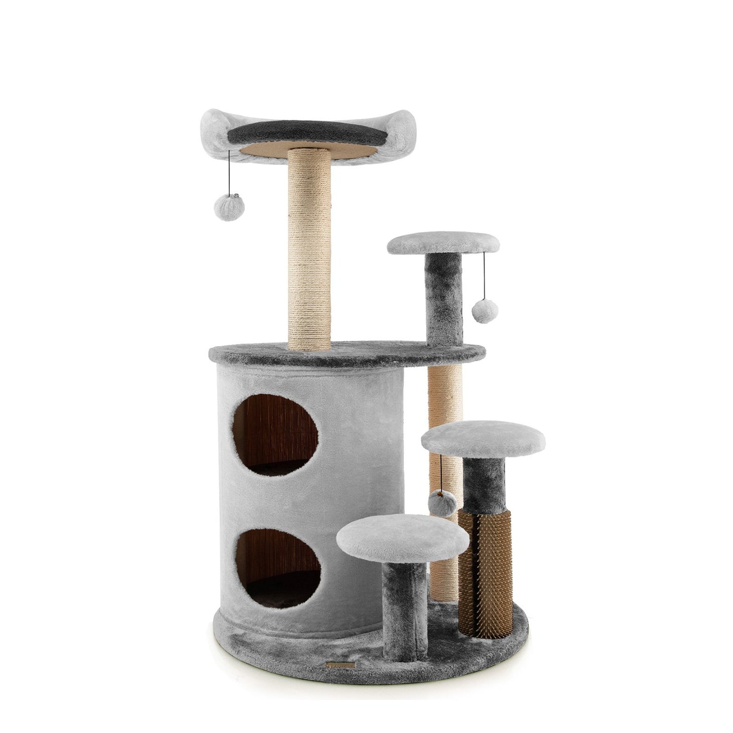 40 Inch Cat Tree Tower Multi-Level Activity Tree with 2-Tier Cat-Hole Condo, Gray - Gallery Canada