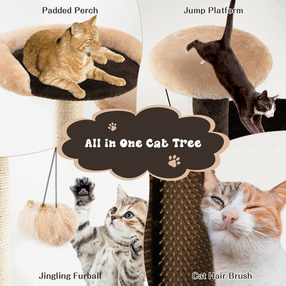 40 Inch Cat Tree Tower Multi-Level Activity Tree with 2-Tier Cat-Hole Condo, Brown - Gallery Canada
