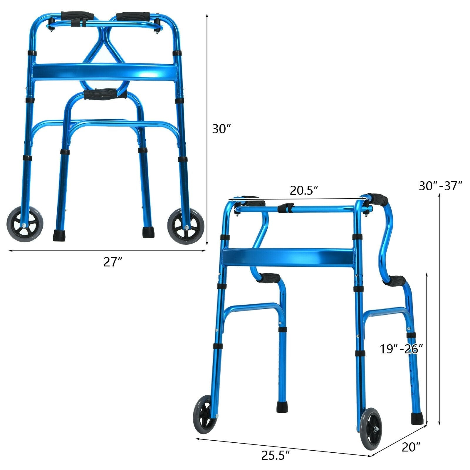 Aluminum Heavy-Duty Folding Wheeled Stand-Assist Walker, Blue Walkers & Rollators   at Gallery Canada