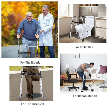 Folding Height Adjustable Walking Frame with Armrest Support, Silver Walkers & Rollators   at Gallery Canada