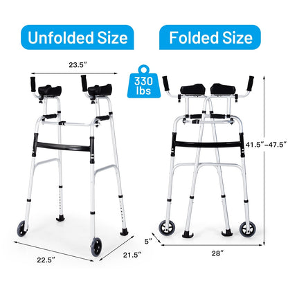 Folding Height Adjustable Walking Frame with Armrest Support, Silver Walkers & Rollators   at Gallery Canada