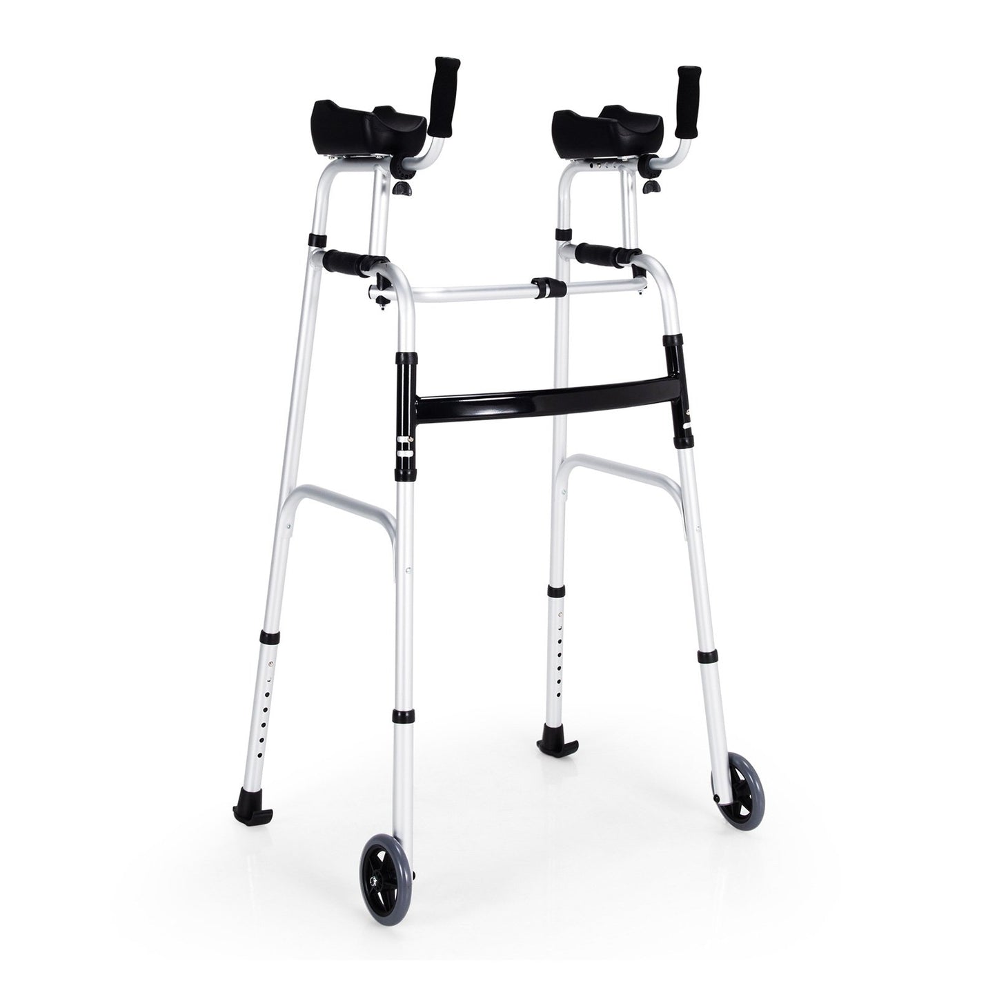 Folding Height Adjustable Walking Frame with Armrest Support, Silver Walkers & Rollators   at Gallery Canada