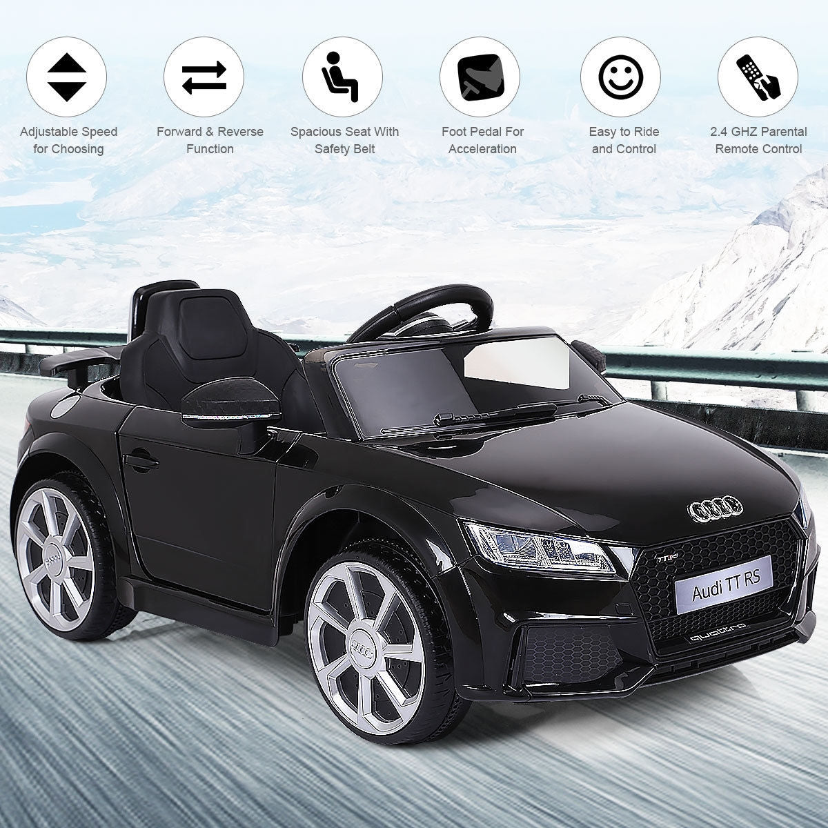 12V Kids Electric Ride on Car with Remote Control and Music Function, Black Powered Ride On Toys at Gallery Canada
