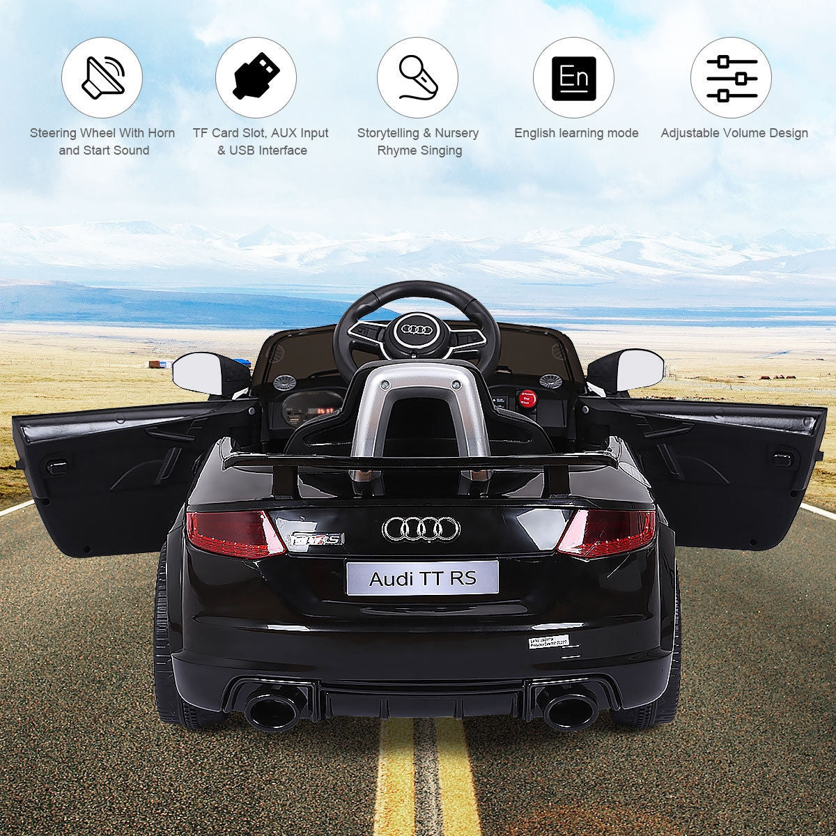 12V Kids Electric Ride on Car with Remote Control and Music Function, Black Powered Ride On Toys at Gallery Canada