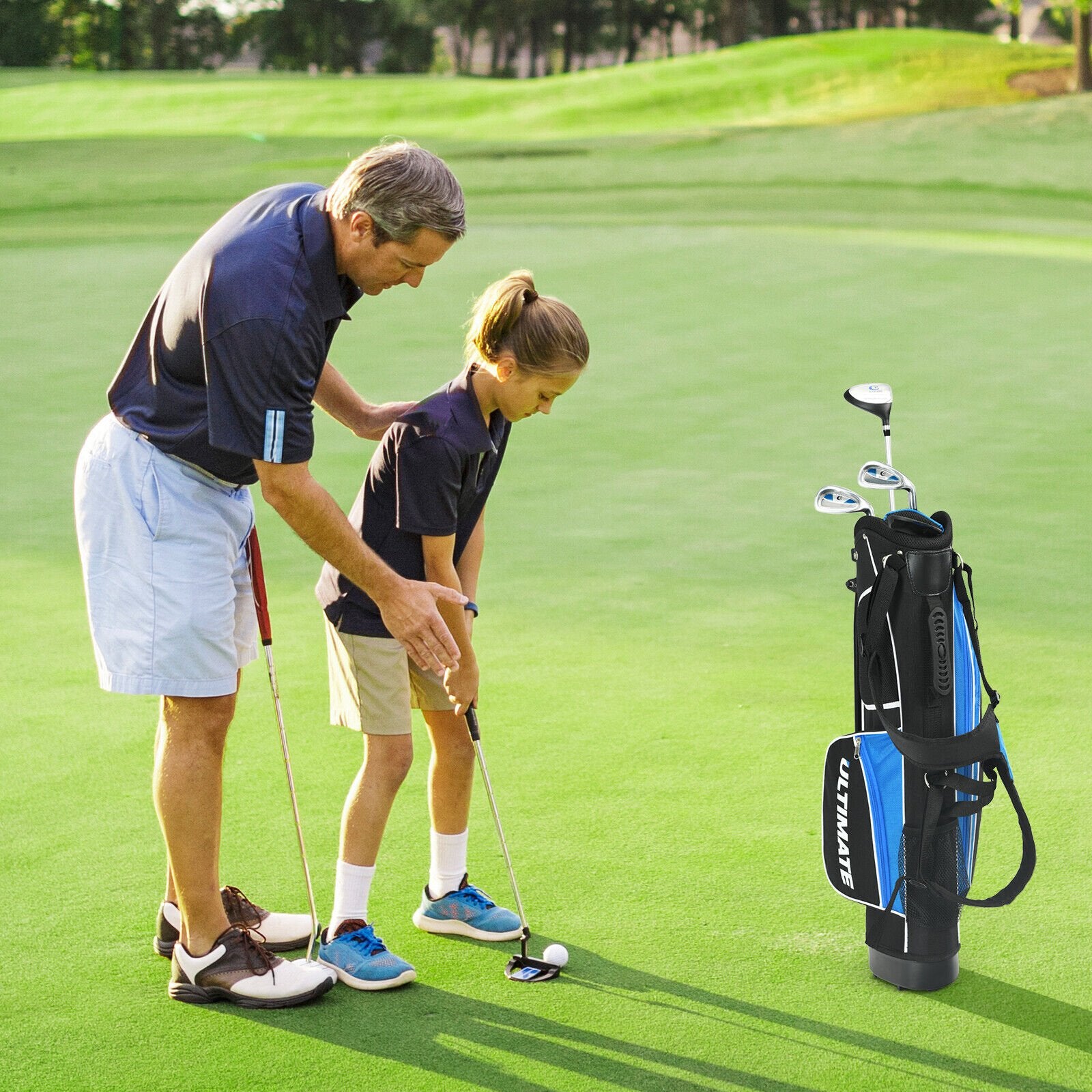 Set of 5 Ultimate 31 Inch Portable Junior Complete Golf Club Set for Kids Age 8+ , Blue Golf   at Gallery Canada