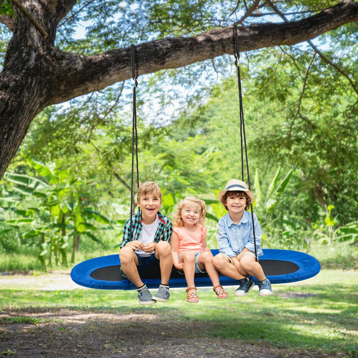 60 Inch Saucer Surf Outdoor Adjustable Swing Set-Blue+Black, Blue Swing & Playsets   at Gallery Canada