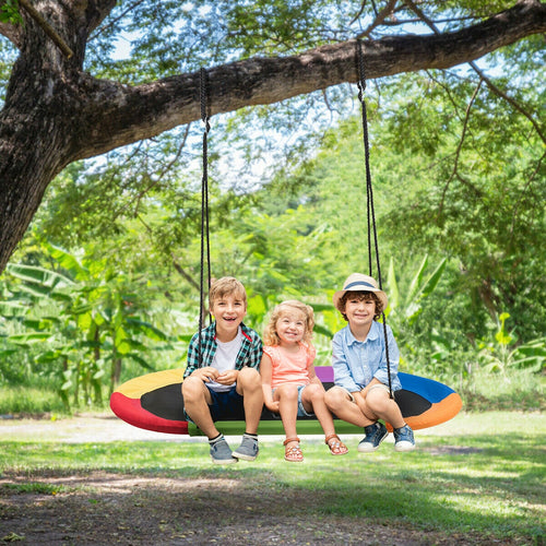 60 Inch Saucer Surf Outdoor Adjustable Swing Set, Multicolor