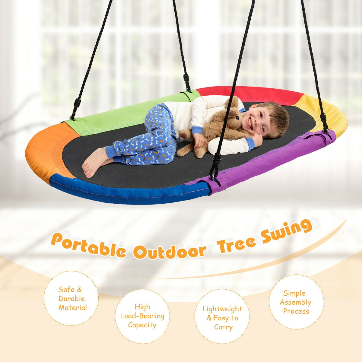 60 Inch Saucer Surf Outdoor Adjustable Swing Set, Multicolor Swing & Playsets   at Gallery Canada