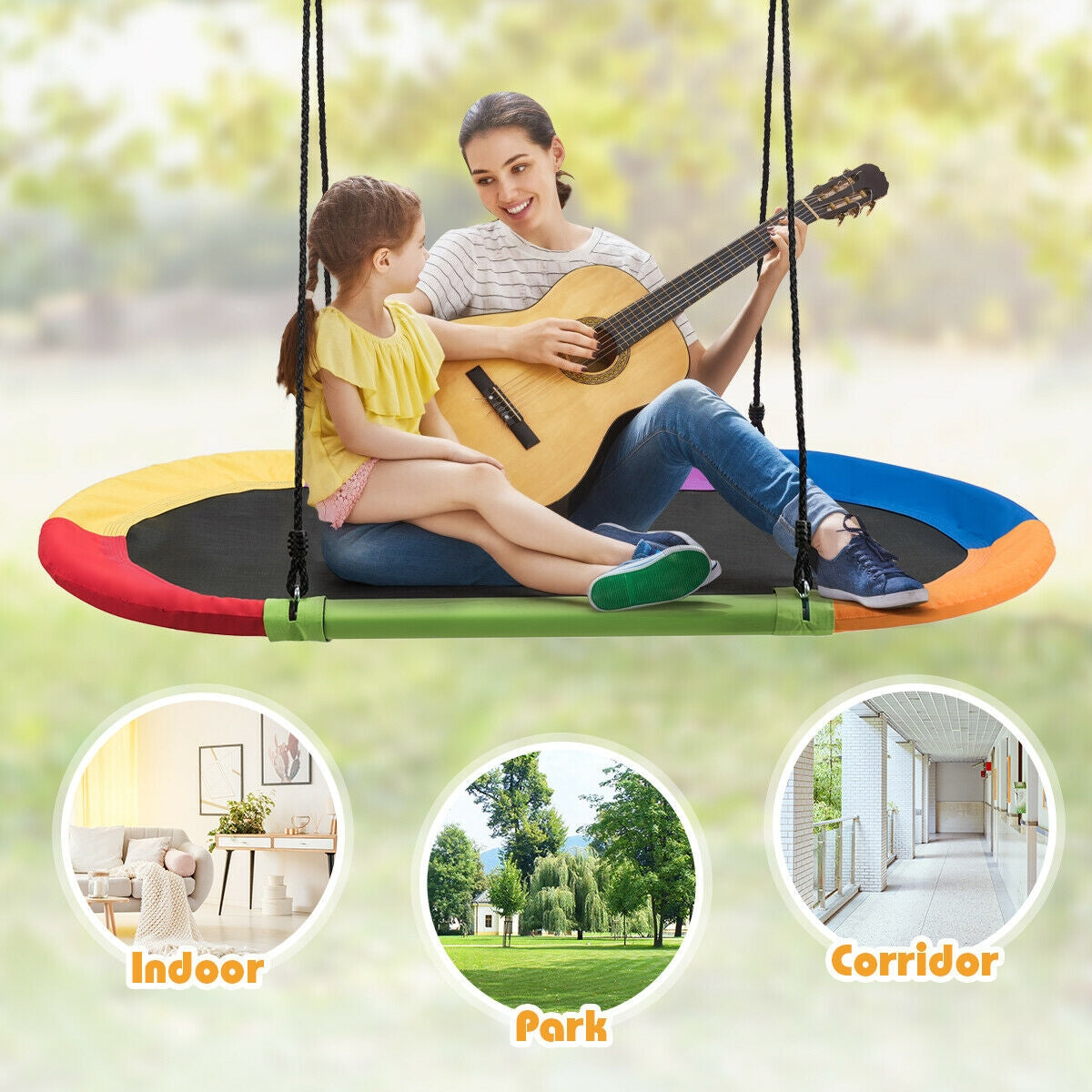 60 Inch Saucer Surf Outdoor Adjustable Swing Set, Multicolor Swing & Playsets   at Gallery Canada