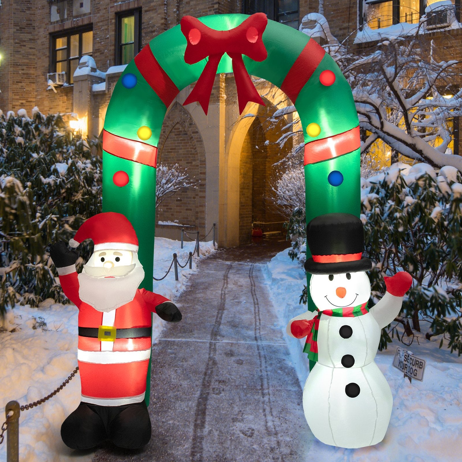 8 Feet Christmas Inflatable Archway with Santa Claus and Snowman, Multicolor Christmas Inflatables   at Gallery Canada