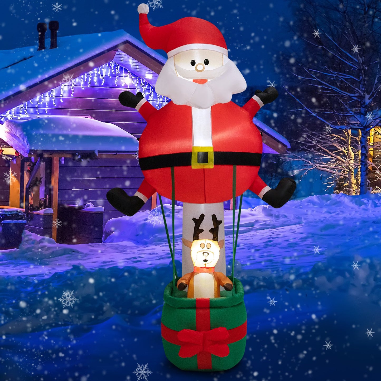 8 Feet Inflatable Santa Claus and Reindeer, Red - Gallery Canada