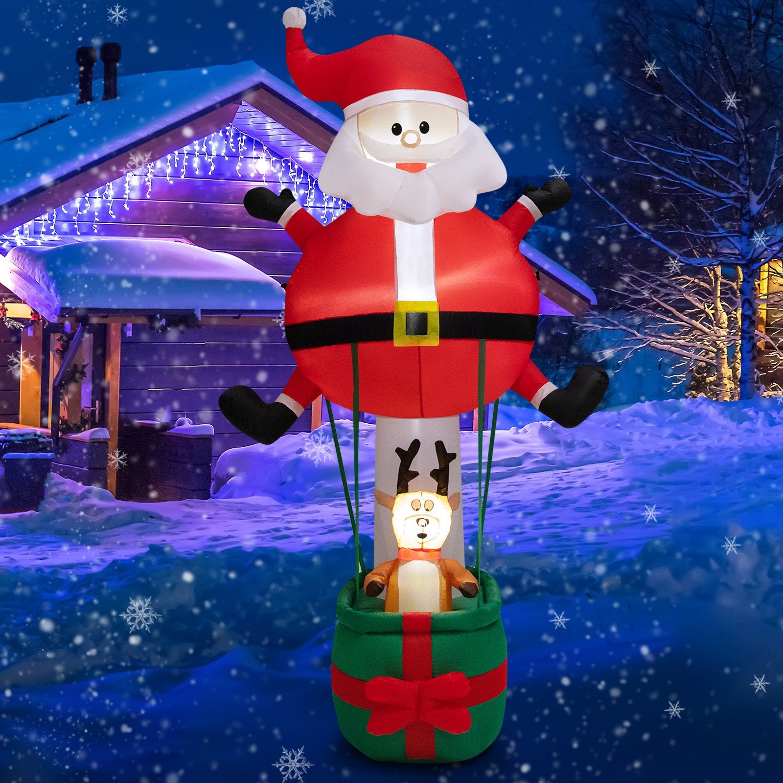 8 Feet Inflatable Santa Claus and Reindeer, Red - Gallery Canada