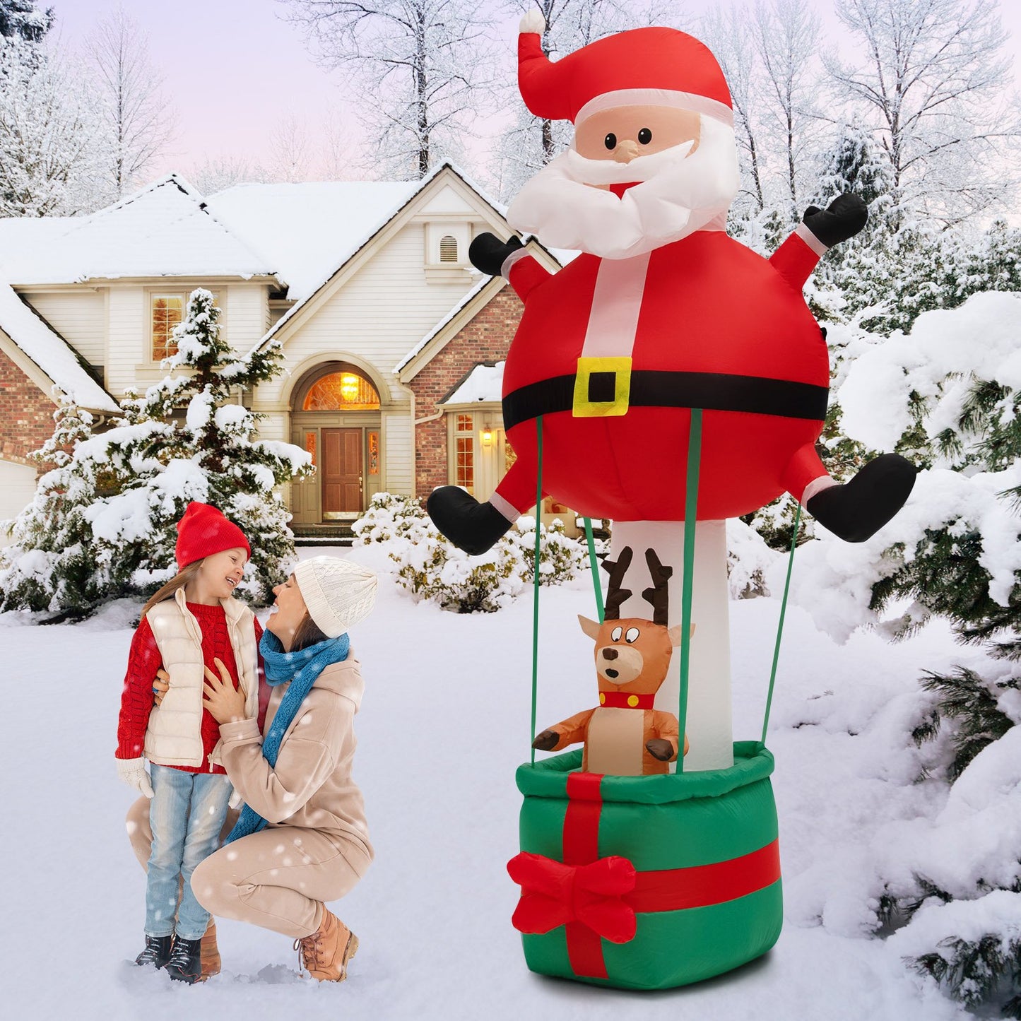 8 Feet Inflatable Santa Claus and Reindeer, Red Christmas Inflatables   at Gallery Canada