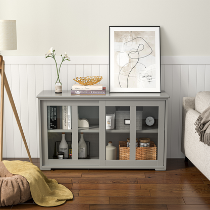 Sideboard Buffet Cupboard Storage Cabinet with Sliding Door, Gray Sideboards Cabinets & Buffets   at Gallery Canada