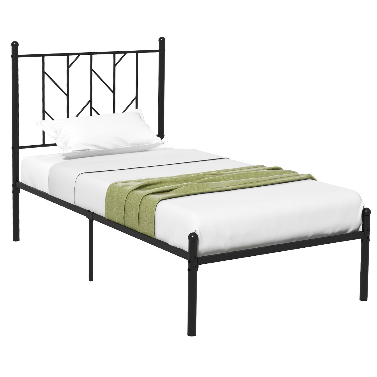 Twin/Full/Queen Size Platform Bed Frame with Sturdy Metal Slat Support-Twin Size, Black Simple Bed Frame   at Gallery Canada