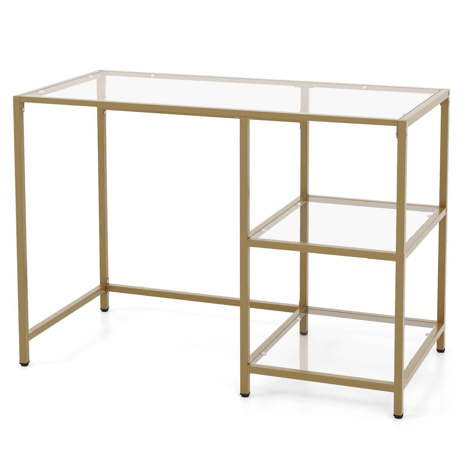 Modern Console Table with 2 Open Shelves and Metal Frame, Golden Console Tables   at Gallery Canada