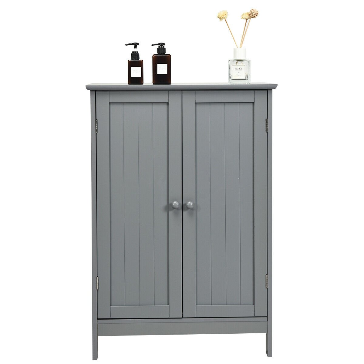 Bathroom Floor Storage Double Door Cupboard Cabinet, Gray Floor Cabinets   at Gallery Canada