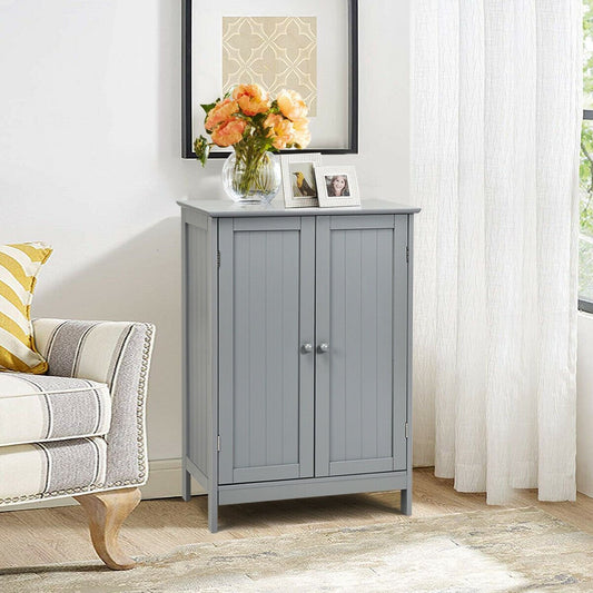 Bathroom Floor Storage Double Door Cupboard Cabinet, Gray - Gallery Canada